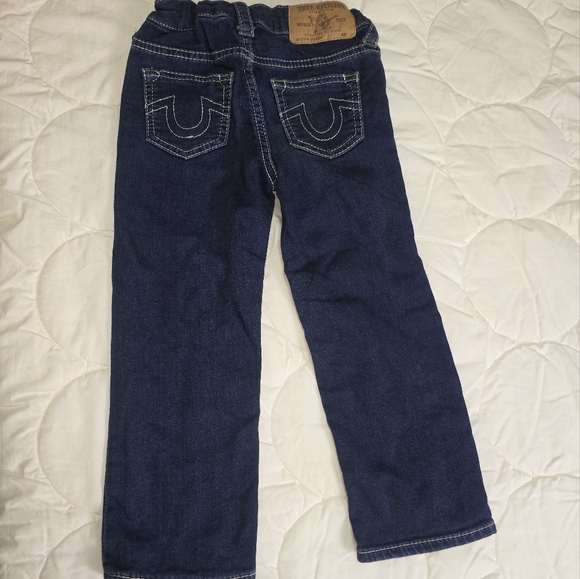 True Religion Boys Section Straight Jeans Size 4T Dark Wash Denim Designer - Picture 1 of 10